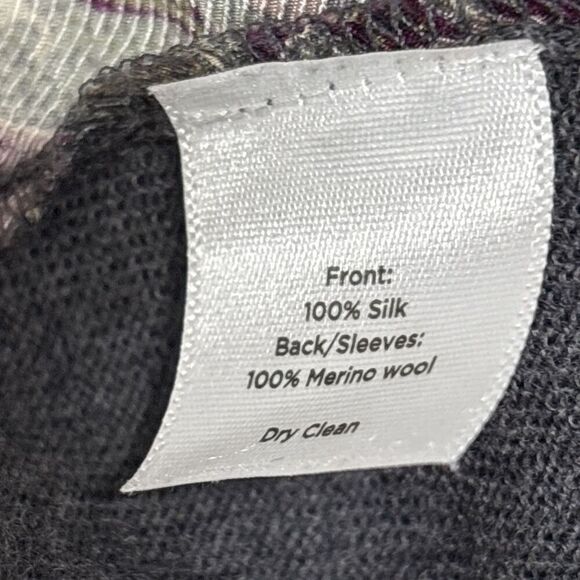 Talbots Petites Italian Merino Wool Silk Cardigan Women’s Large Paisley Gray - Picture 6 of 7